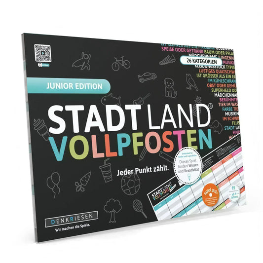 Stadt Land Vollpfosten® Junior Edition – "Jeder Punkt zählt." | A4 Spielblock