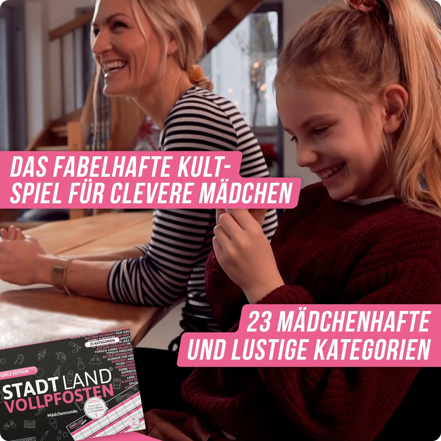 Stadt Land Vollpfosten® Girls Edition – "Mädchenrunde." | A4 Spielblock