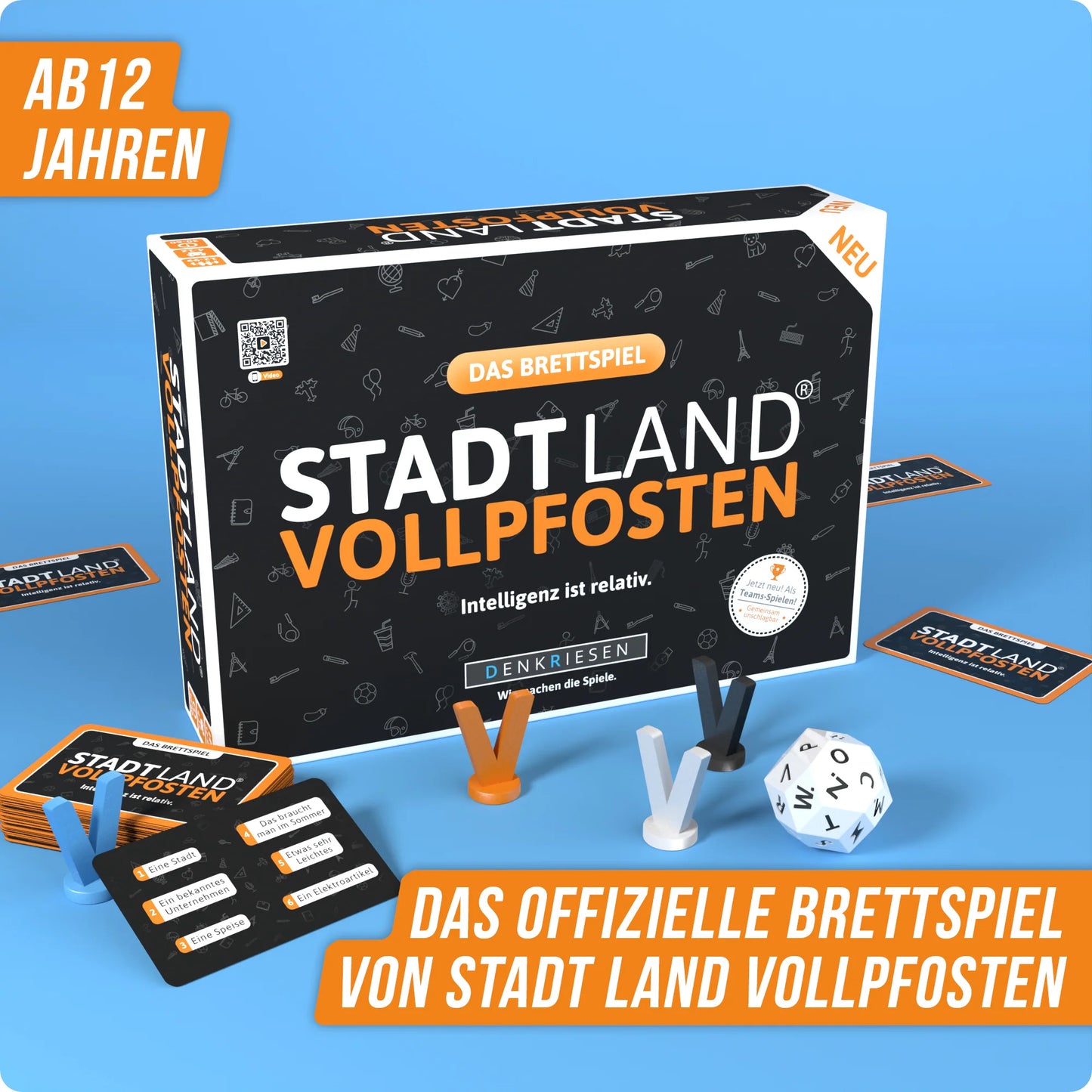 Stadt Land Vollpfosten® Das Brettspiel | Grundspiel – "Intelligenz ist relativ."