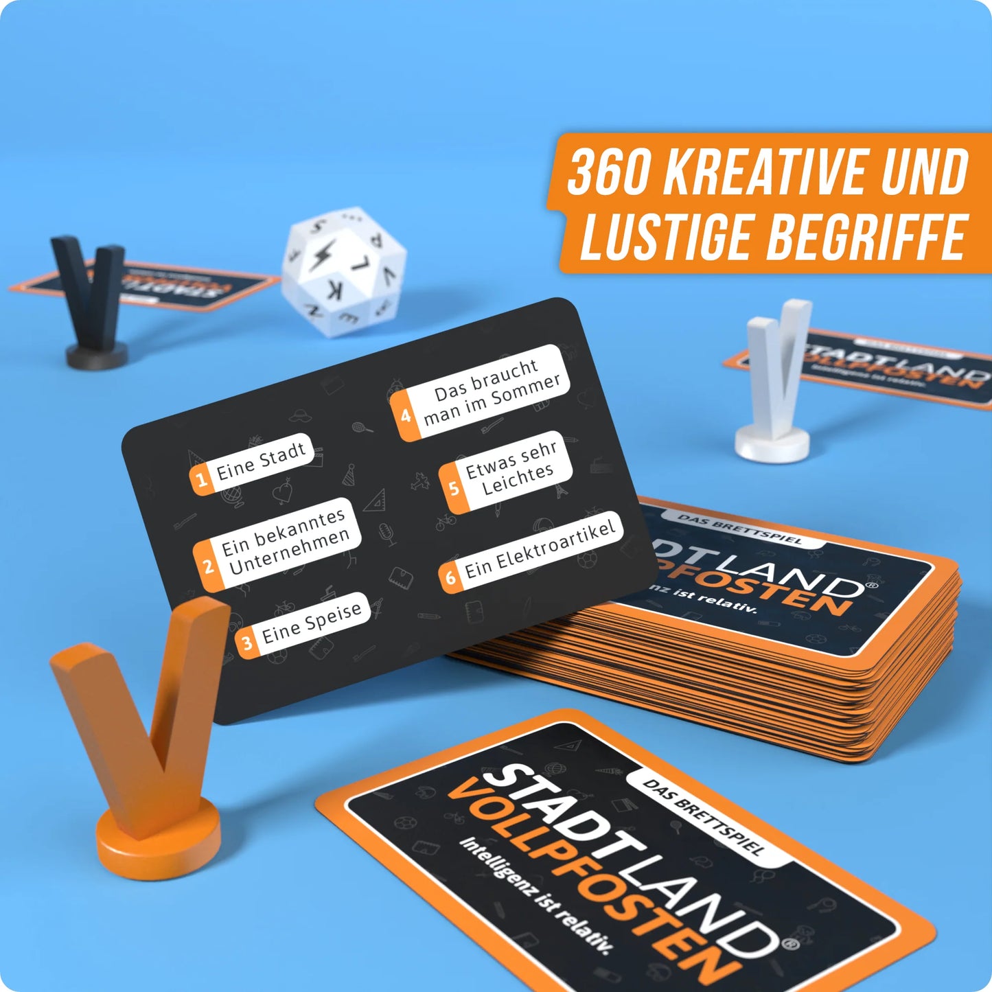 Stadt Land Vollpfosten® Das Brettspiel | Grundspiel – "Intelligenz ist relativ."