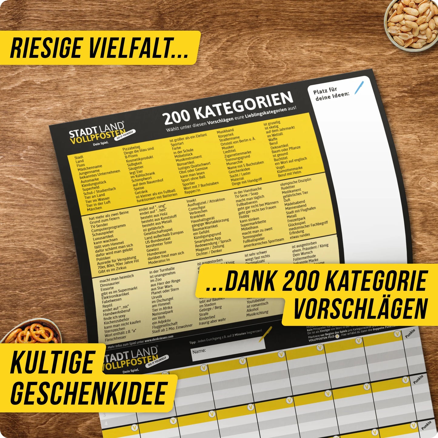 Stadt Land Vollpfosten® Do It Yourself Edition – "Dein Spiel." | A4 Spielblock