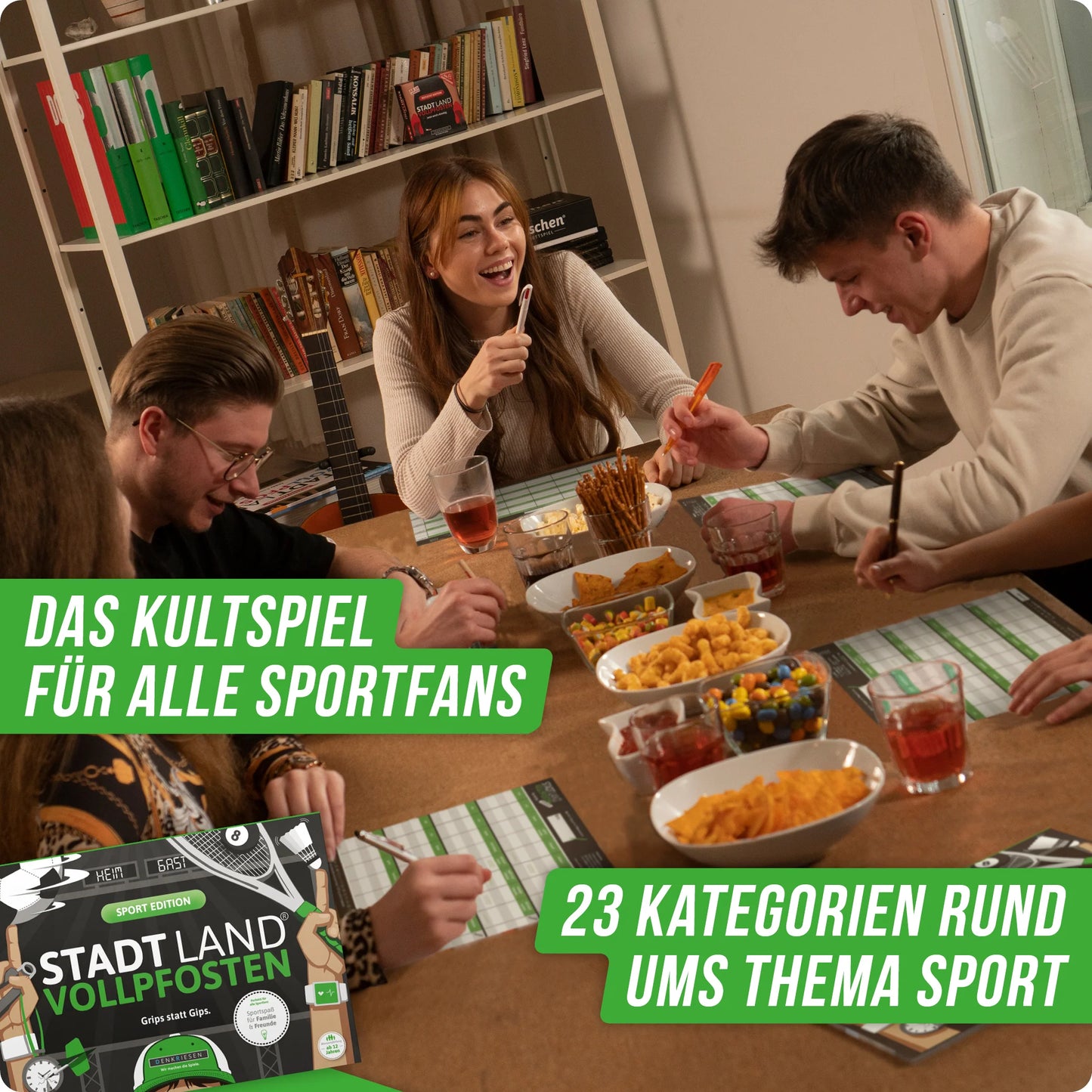 Stadt Land Vollpfosten® Sport Edition – "Grips statt Gips." | A4 Spielblock