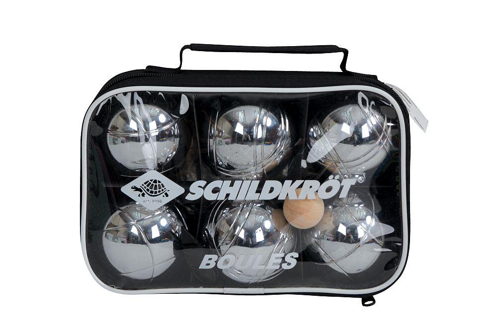 Schildkröt® Boule, Boccia, Petanque Set, 2x 3 Stahlkugeln, 1x Zielkugel inkl. Abstandsmesser, in wiederverschließbarer Tragetasche