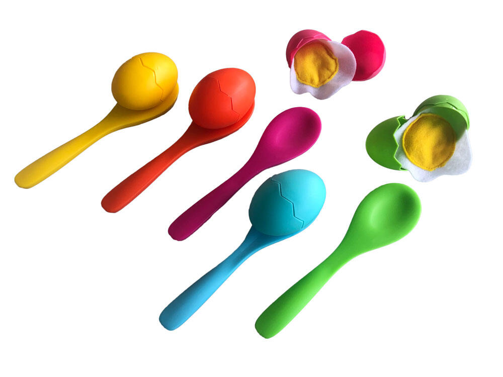 Schildkröt® Egg & Spoon Race Set, Eierlaufset für Kindergeburtstage und Gartenfeste, enthält 5 Löffel und 5 Eier in verschiedenen