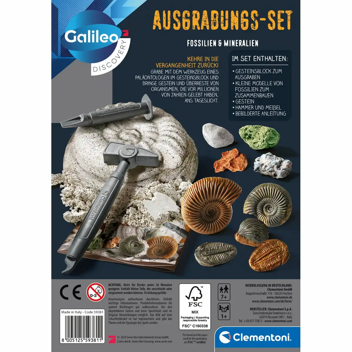 Ausgrabungsset Galileo Fossilien & Mineralien