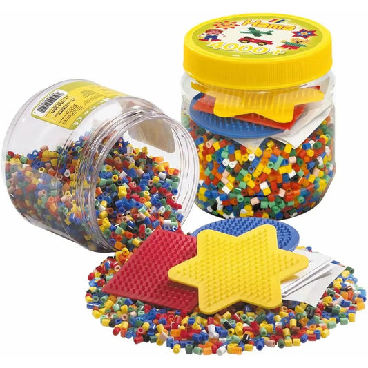 Bügelperlen Mix Box mit 3 Stiftplatten gelb 4000 Stück Dose