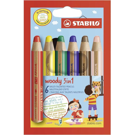 STABILO Buntstifte woody 3in1 10cm 6 Stück Kartonetui