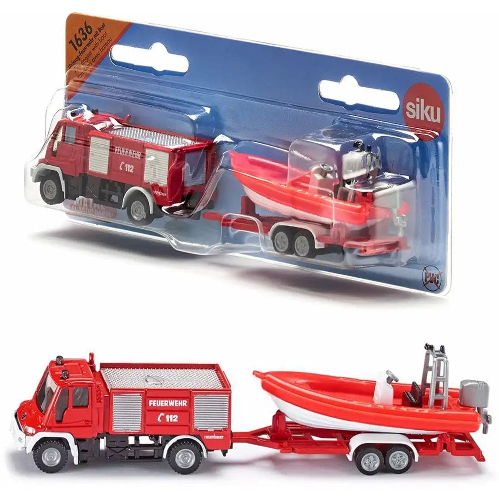 siku 1636 Unimog Feuerwehr mit Boot 1:87