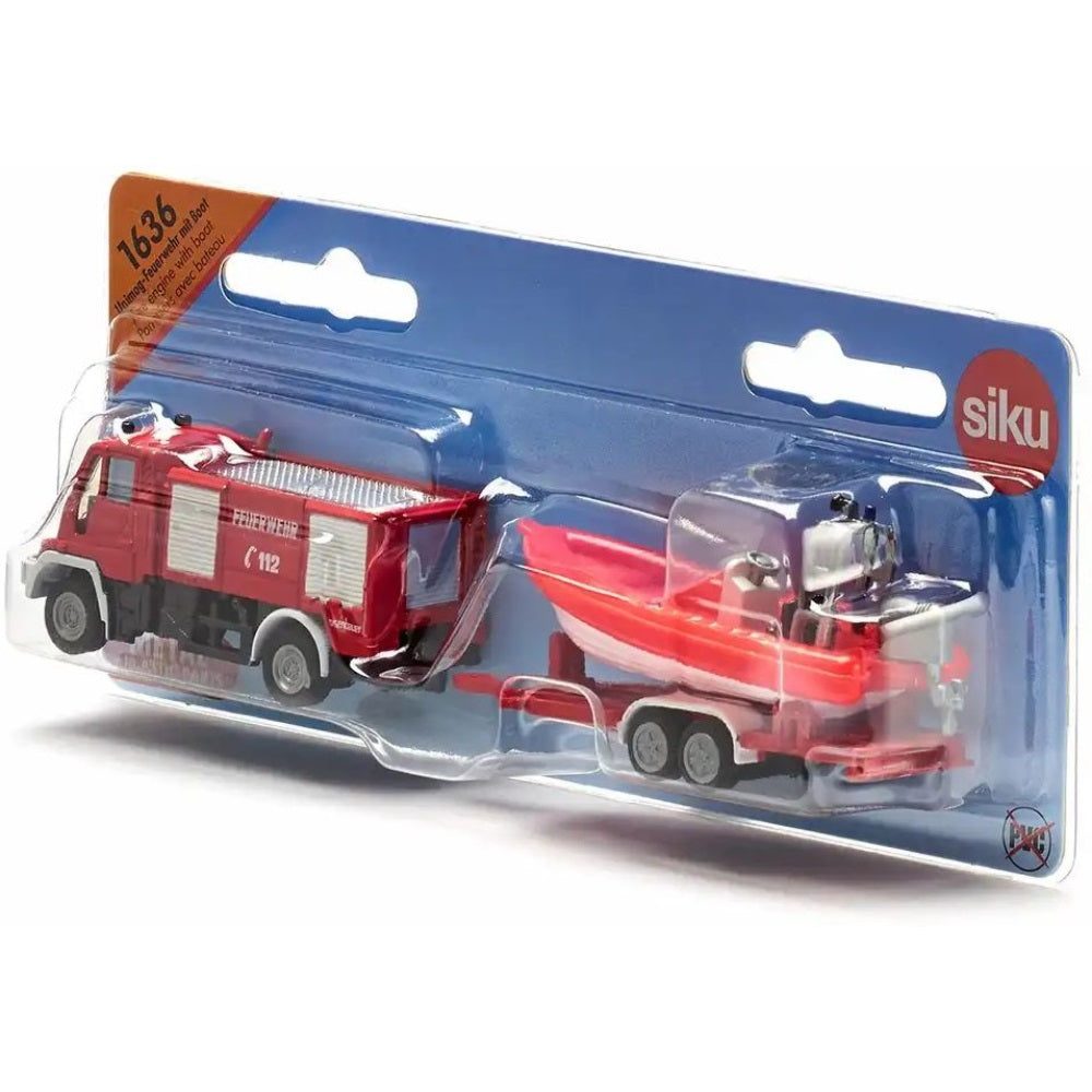 siku 1636 Unimog Feuerwehr mit Boot 1:87