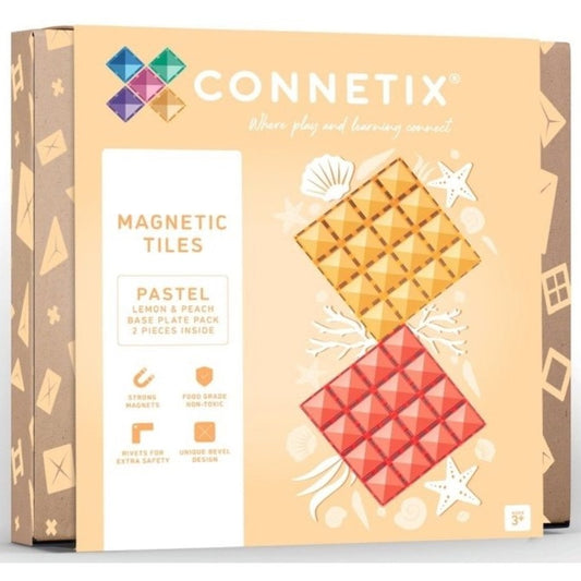 Connetix Magnetbausteine Pastel Lemon & Peach Basisplatten - 2 Teile