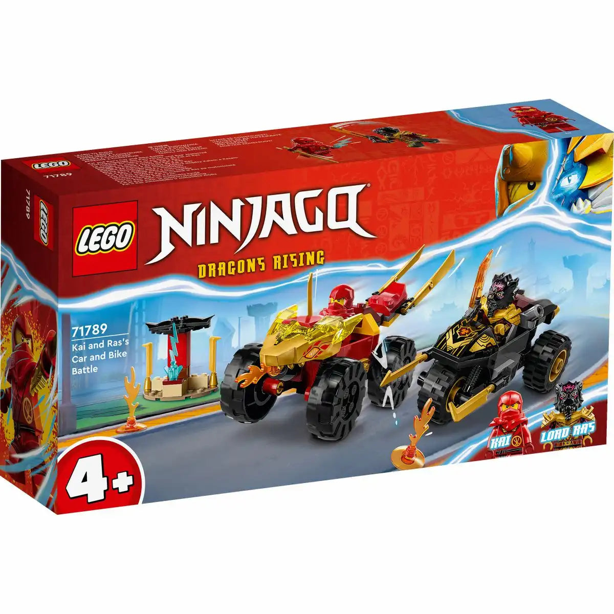 LEGO NINJAGO Verfolgungsjagd mit Kais Flitzer und Ras' Motorrad 71789