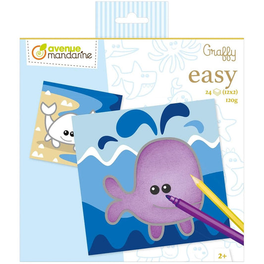 Malbuch Graffy Easy Meerestiere Blau