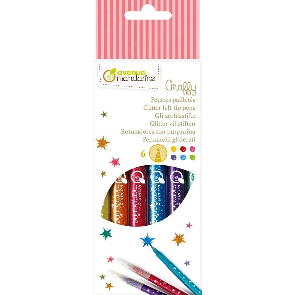 Packung mit 6 Glitzerfilzstiften