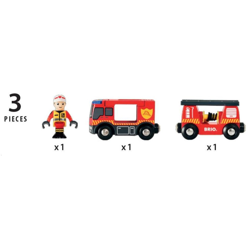 Brio Feuerwehr-Leiterfahrzeug mit Licht & Sound 33811