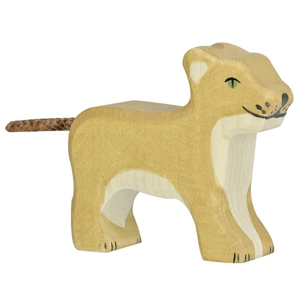 Holztiger Löwe klein stehend