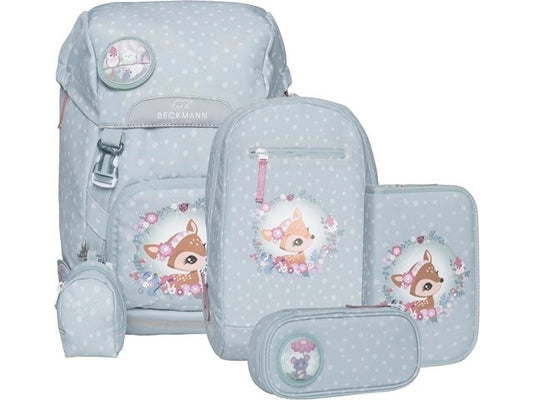 Beckmann Classic 22L Schulrucksack-Set 6tlg Forest Deer Dusty Mint