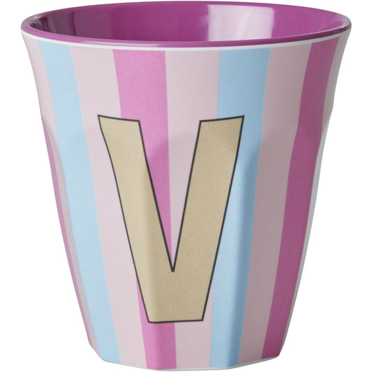 rice Melamin Buchstabenbecher - Mehrfarbig - V - Stripes