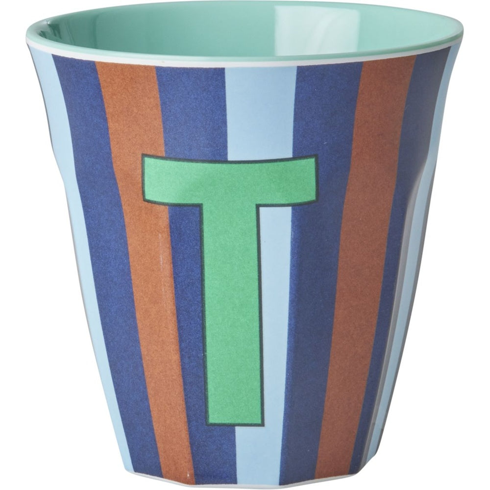 rice Melamin Buchstabenbecher - Blau - T - Stripes