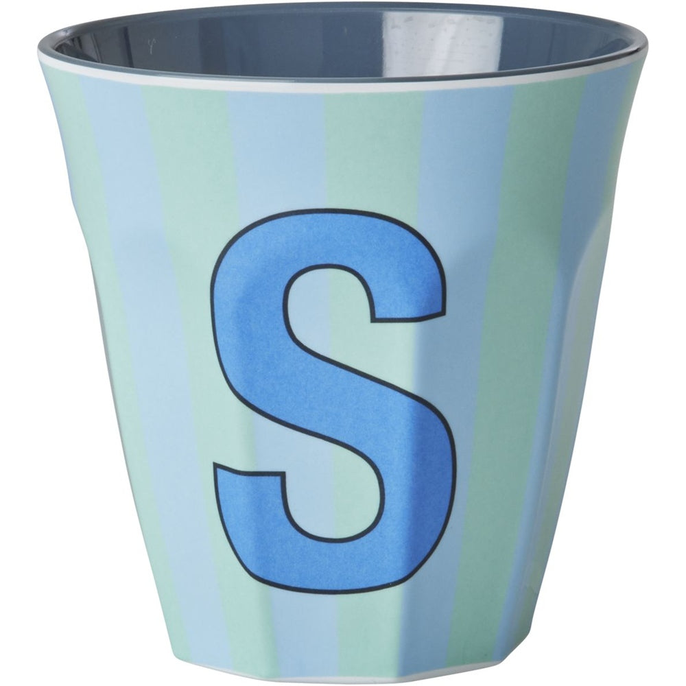 rice Melamin Buchstabenbecher - Blau - S - Stripes