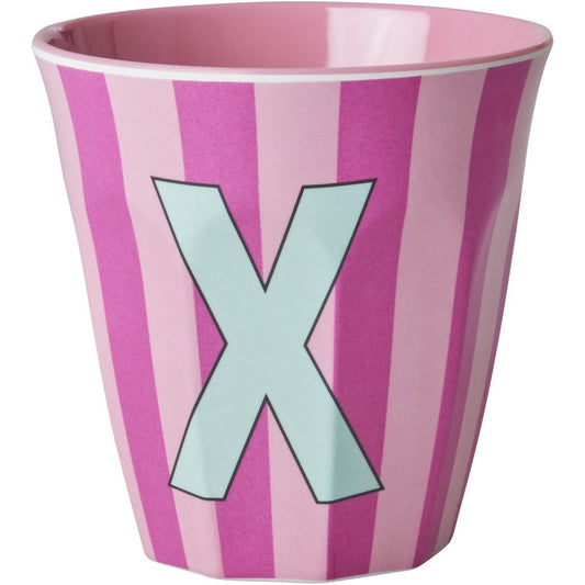 rice Melamin Buchstabenbecher - Pink - X - Stripes