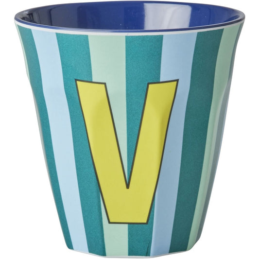 rice Melamin Buchstabenbecher - Mehrfarbig - V - Stripes