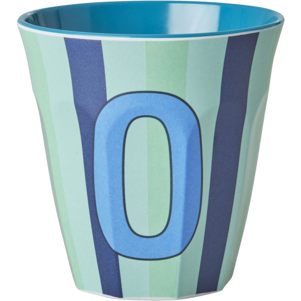 rice Melamin Buchstabenbecher - Blau - O- Stripes