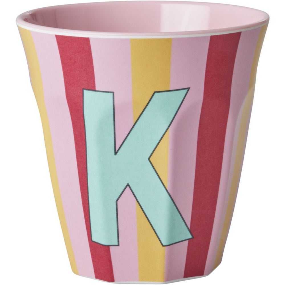 rice Melamin Buchstabenbecher - Pink - K - Stripes