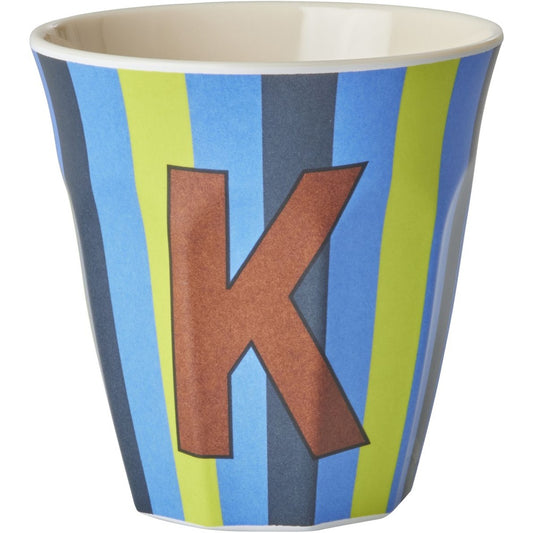rice Melamin Buchstabenbecher - Blau - K - Stripes