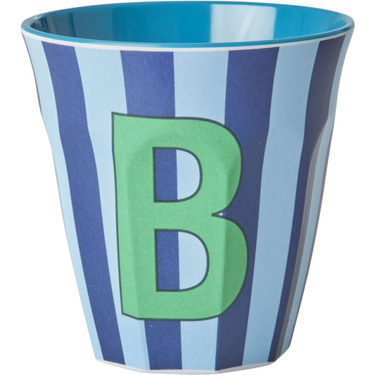 rice Melamin Buchstabenbecher - Blau - B - Stripes