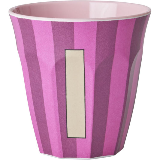 rice Melamin Buchstabenbecher - Pink - I - Stripes