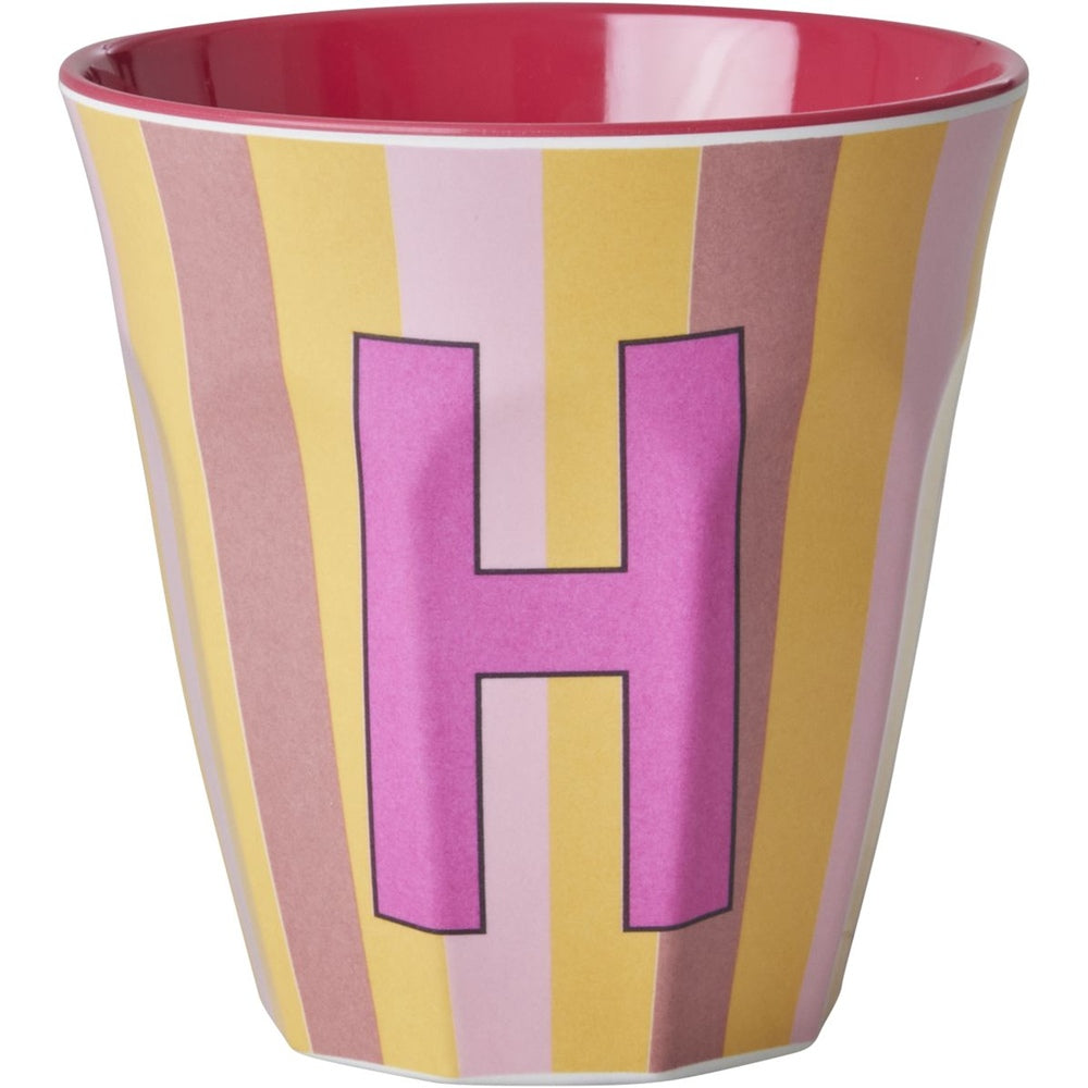 rice Melamin Buchstabenbecher - Mehrfarbig - H - Stripes
