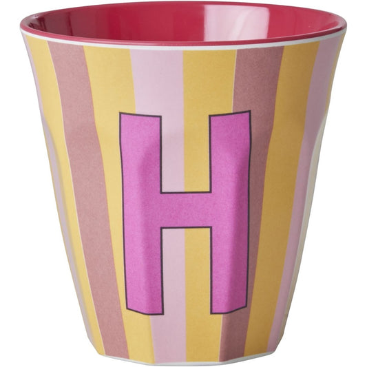rice Melamin Buchstabenbecher - Mehrfarbig - H - Stripes