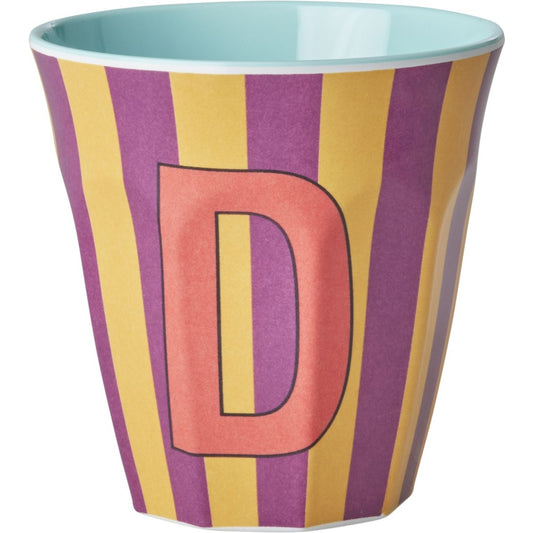 rice Melamin Buchstabenbecher - Mehrfarbig - D - Stripes