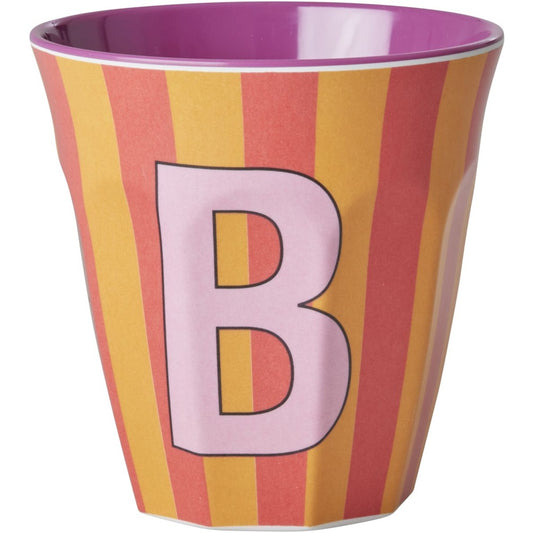 rice Melamin Buchstabenbecher - Orange - B - Stripes