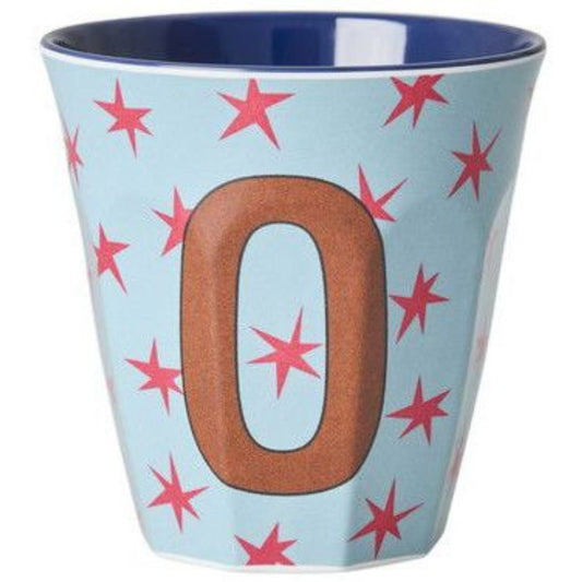 rice Melamin Buchstabenbecher - Graublau - O - Stars
