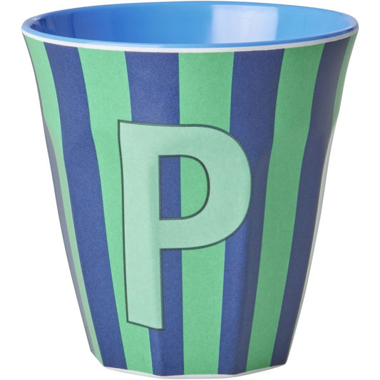rice Melamin Buchstabenbecher - Mehrfarbig - P - Stripes