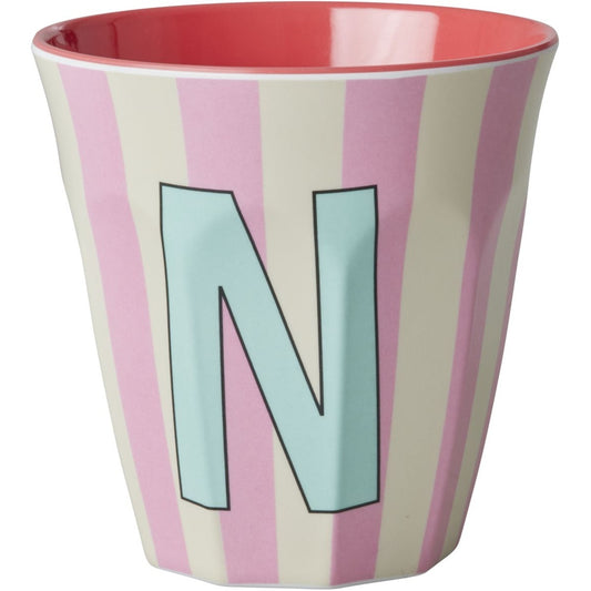 rice Melamin Buchstabenbecher - Hellrosa - N- Stripes