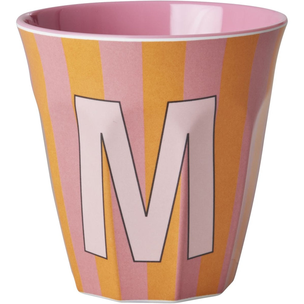 rice Melamin Buchstabenbecher - Orange - M- Stripes