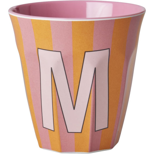 rice Melamin Buchstabenbecher - Orange - M- Stripes