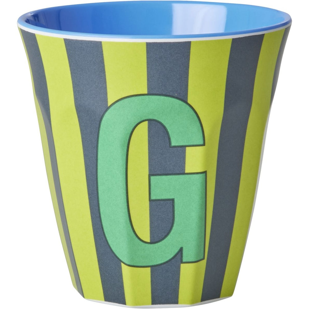rice Melamin Buchstabenbecher - Grün - G - Stripes