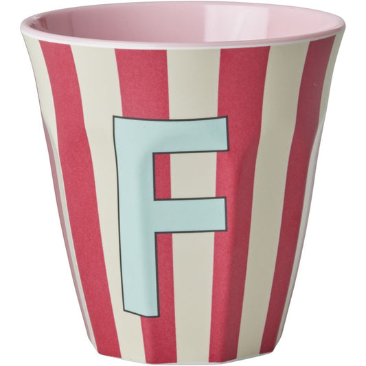 rice Melamin Buchstabenbecher - Pink - F - Stripes