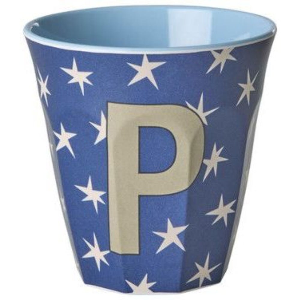 rice Melamin Buchstabenbecher - Dunkelblau - P - Stars