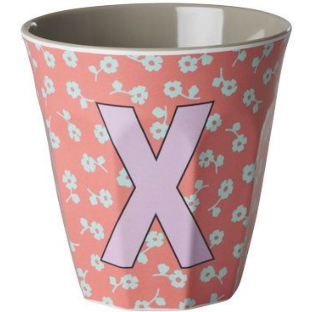 rice Melamin Buchstabenbecher - Koralle - X - Flowers