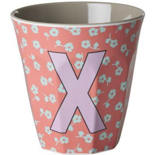 rice Melamin Buchstabenbecher - Koralle - X - Flowers