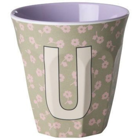 rice Melamin Buchstabenbecher - Dunkles Sand - U - Flowers