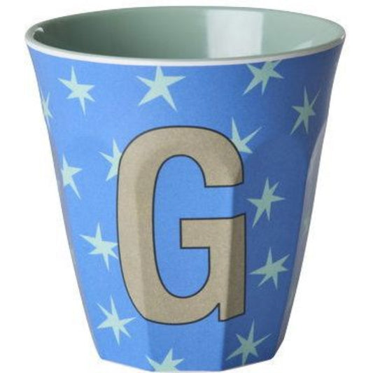 rice Melamin Buchstabenbecher - Blau - G - Stars