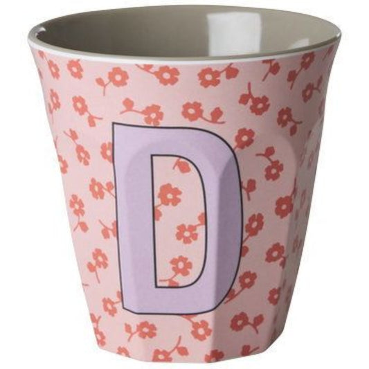 rice Melamin Buchstabenbecher - Pink - D - Flowers