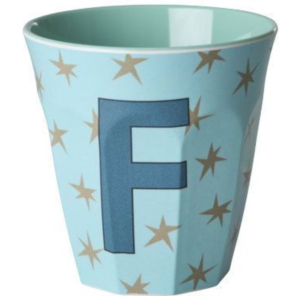 rice Melamin Buchstabenbecher - Blau - F - Stars