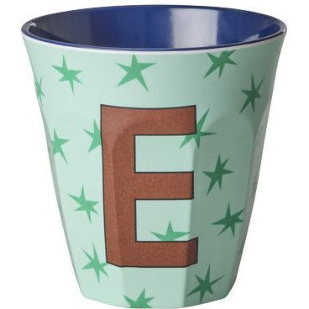 rice Melamin Buchstabenbecher - Grün - E - Stars