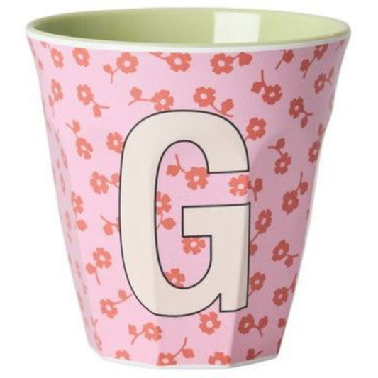 rice Melamin Buchstabenbecher - Pink - G - Flowers